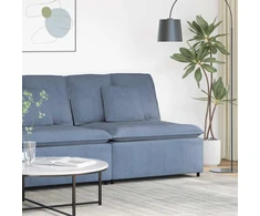 Modulinė sofa su pagalvėlėmis, mėlyna, 100 cm