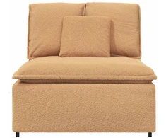 Modulinė sofa su pagalvėlėmis, smėlio spalvos, 100 cm