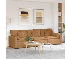 Modulinė sofa su pagalvėlėmis, smėlio spalvos