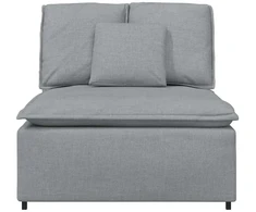Modulinė sofa su pagalvėlėmis, šviesiai pilka, 100 cm
