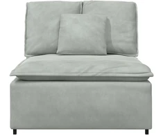 Modulinė sofa su pagalvėlėmis, šviesiai pilka, 100 cm