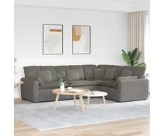 Modulinė sofa su pagalvėlėmis, šviesiai pilka, velvetas, audinys