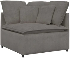 Modulinė sofa su pagalvėlėmis, šviesiai pilka, velvetas, audinys