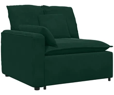 Modulinė sofa su pagalvėlėmis, tamsiai žalia