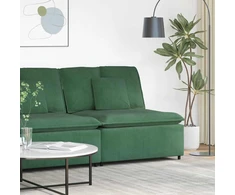 Modulinė sofa su pagalvėlėmis, tamsiai žalia, 100 cm