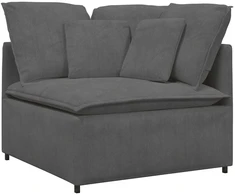 Modulinė sofa su pagalvėlėmis, velvetas, tamsiai pilka