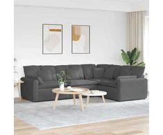Modulinė sofa su pagalvėlėmis, velvetas, tamsiai pilka