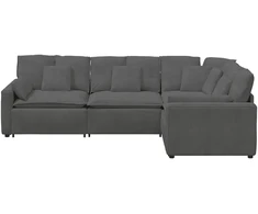 Modulinė sofa su pagalvėlėmis, velvetas, tamsiai pilka