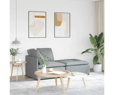 Modulinė sofa su pakoja ir pagalvėlėmis, audinys, šviesiai pilka