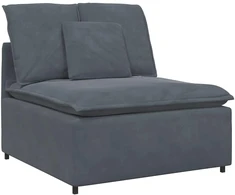 Modulinė sofa su pakoja ir pagalvėlėmis, aksominė, tamsiai pilka