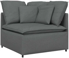 Modulinė sofa su pakoja ir pagalvėlėmis, audinys, tamsiai pilka