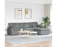 Modulinė sofa su pakoja ir pagalvėlėmis, šviesiai pilka