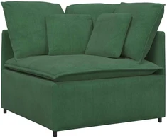 Modulinė sofa su pakoja ir pagalvėlėmis, velvetas, tamsiai žalia