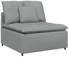 Modulinė sofa su pakoja ir pagalvėlėmis, audinys, šviesiai pilka