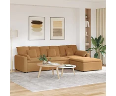Modulinė sofa su pakoja ir pagalvėlėmis, smėlio spalvos