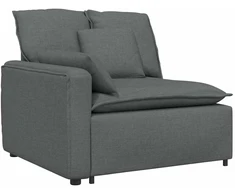 Modulinė sofa su pakoja ir pagalvėlėmis, audinys, tamsiai pilka