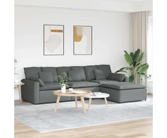 Modulinė sofa su pakoja ir pagalvėlėmis, tamsiai pilka