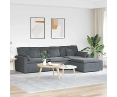 Modulinė sofa su pakoja ir pagalvėlėmis, tamsiai pilka