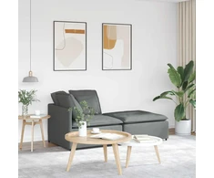 Modulinė sofa su pakoja ir pagalvėlėmis, audinys, tamsiai pilka