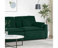 Modulinė sofa su porankiais ir pagalvėlėmis, tamsiai žalia, 100 cm