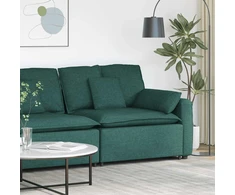 Modulinė sofa su porankiais ir pagalvėlėmis, tamsiai žalia, 100 cm