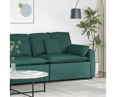 Modulinė sofa su porankiais ir pagalvėlėmis, tamsiai žalia, 100 cm