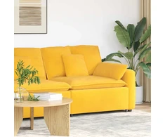 Modulinė sofa su porankiais ir pagalvėlėmis, šviesiai geltona, 100 cm