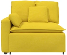 Modulinė sofa su porankiais ir pagalvėlėmis, šviesiai geltona, 100 cm