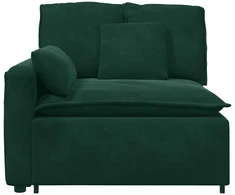 Modulinė sofa su porankiais ir pagalvėlėmis, tamsiai žalia, 100 cm