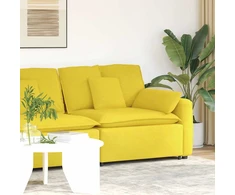 Modulinė sofa su porankiais ir pagalvėlėmis, šviesiai geltona, 100 cm