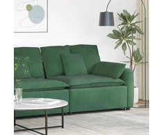 Modulinė sofa su porankiais ir pagalvėlėmis, tamsiai žalia, 100 cm