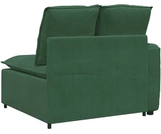 Modulinė sofa su porankiais ir pagalvėlėmis, tamsiai žalia, 100 cm