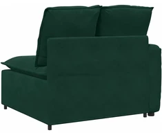 Modulinė sofa su porankiais ir pagalvėlėmis, tamsiai žalia, 100 cm
