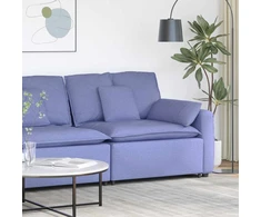Modulinė sofa su porankiu, džinsinės mėlynos spalvos, 100 cm
