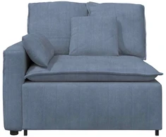 Modulinė sofa su porankiu ir pagalvėlėmis, mėlyna, 100 cm