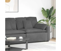 Modulinė sofa su porankiu ir pagalvėlėmis, tamsiai pilka, 100 cm