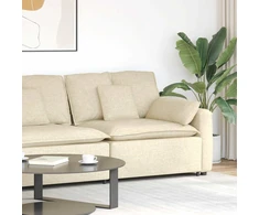 Modulinė sofa su porankiu ir pagalvėlėmis, kreminės spalvos, 100 cm