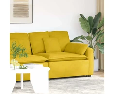 Modulinė sofa su porankiu ir pagalvėlėmis, geltona, 100 cm