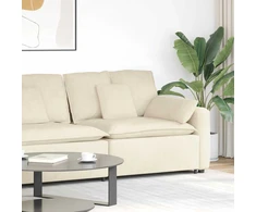 Modulinė sofa su porankiu ir pagalvėlėmis, kreminės spalvos, 100 cm