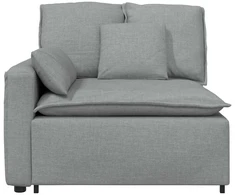 Modulinė sofa su porankiu ir pagalvėlėmis, šviesiai pilka, 100 cm