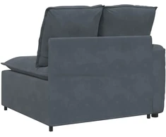 Modulinė sofa su porankiu ir pagalvėlėmis, tamsiai pilka, 100 cm