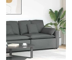 Modulinė sofa su porankiu ir pagalvėlėmis, tamsiai pilka, 100 cm