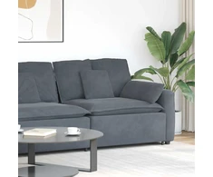 Modulinė sofa su porankiu ir pagalvėlėmis, tamsiai pilka, 100 cm