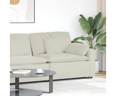 Modulinė sofa su porankiu ir pagalvėlėmis, kreminės spalvos, 100 cm