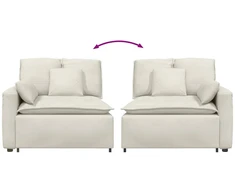 Modulinė sofa su porankiu ir pagalvėlėmis, kreminės spalvos, 100 cm