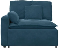 Modulinė sofa su porankiu ir pagalvėlėmis, mėlyna, 100 cm