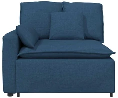 Modulinė sofa su porankiu ir pagalvėlėmis, mėlyna, 100 cm