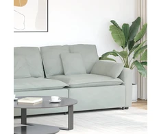Modulinė sofa su porankiu ir pagalvėlėmis, šviesiai pilka, 100 cm