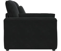 Modulinė sofa su porankiu ir pagalvėlėmis, juoda, 100 cm