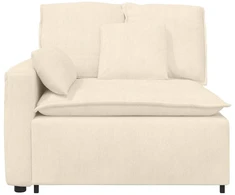 Modulinė sofa su porankiu ir pagalvėlėmis, kreminės spalvos, 100 cm